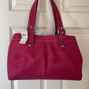 Rare Nwt's Y2k Coach  Pink Pleated Leather Satchel Tote Bag